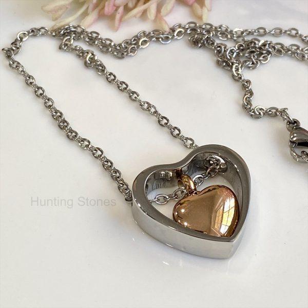 Floating Heart Memorial Keepsake Cremation Ashes Urn Pendant  Necklace