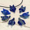 Lapis Lazuli Wolf Leather Necklace