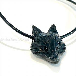 Obsidian Wolf Leather Necklace