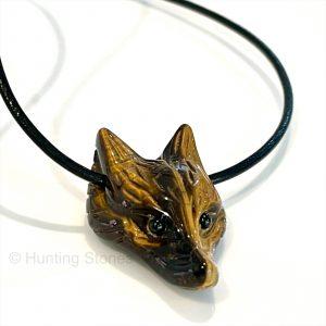 Tigers Eye Wolf Leather Necklace