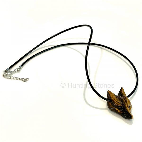 Tigers Eye Wolf Leather Necklace