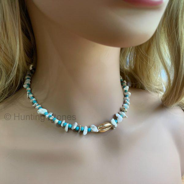 Turquoise Howlite Shell Necklace