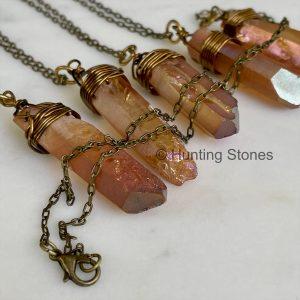 Amber Titanium Crystal Necklace