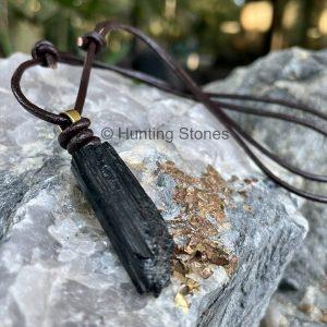 Unisex Tourmaline Crystal Leather Necklace