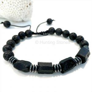 Unisex Tourmaline Lava Hematite Bracelet