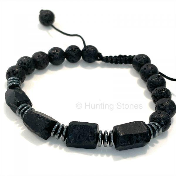 Unisex Tourmaline Lava Hematite Bracelet