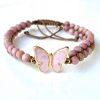 Rhodonite Mother of Pearl Butterfly Bracelet