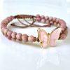Rhodonite Mother of Pearl Butterfly Bracelet