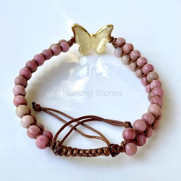 Rhodonite Mother of Pearl Butterfly Bracelet