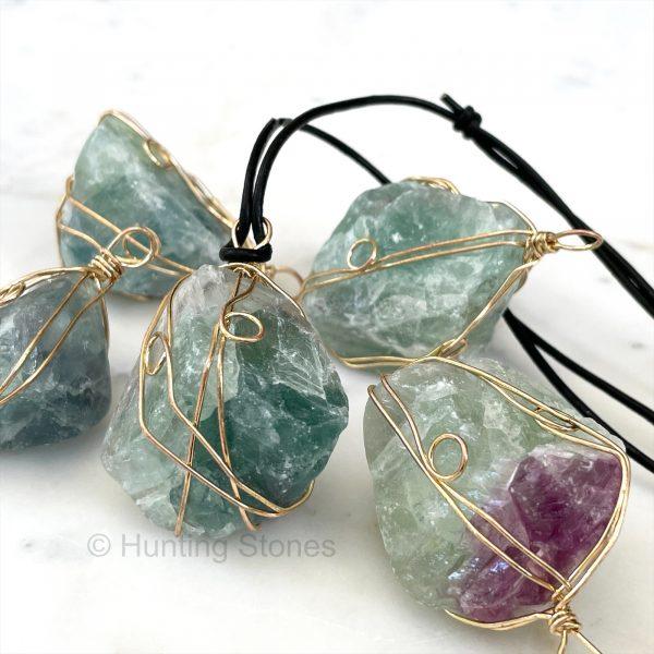 Wrapped Flourite Crystal Necklace