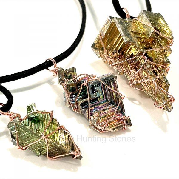 Unisex Rainbow Crystal Bismuth Necklace