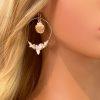 Shell Starfish Gold Hoop Howlite Earrings