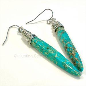 Blue Sea Sediment Jasper Silver Earrings