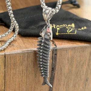Men's Quality Stainless Steel Fish Bones Necklace 51 mm on a 60cm chain
