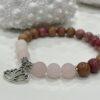 Natural Rhodonite and Rose Quartz Lotus Bracelet