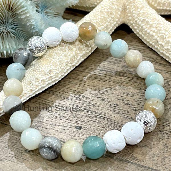 Amazonite Silver Lava Bracelet
