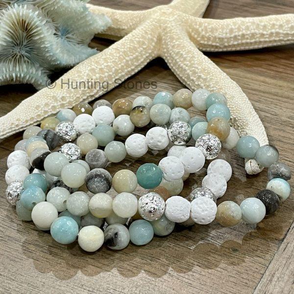 Amazonite Silver Lava Bracelet