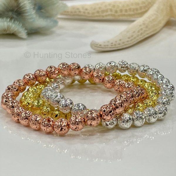 Gold and Silver Lava Bracelet Set