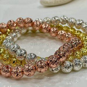 Gold and Silver Lava Bracelet Set