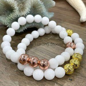 Gold Lava and Shell Bracelet