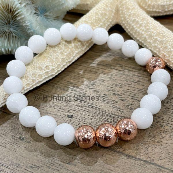 Rose Gold Lava and Shell Bracelet