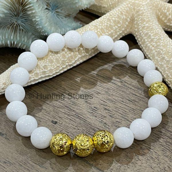 Gold Lava and Shell Bracelet