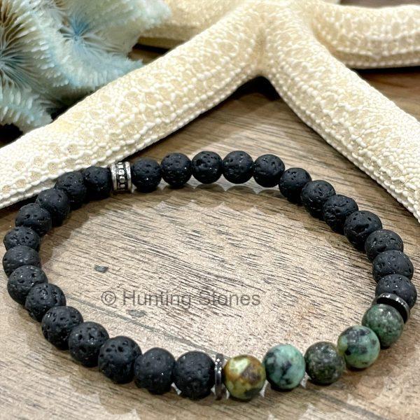 Unisex African Turquoise Lava Bracelet
