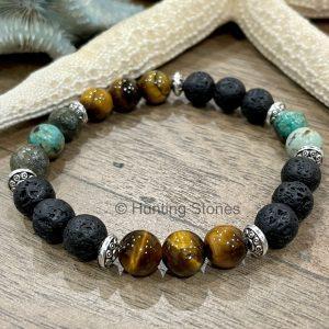 Unisex Tiger Eye Lava Turquoise Bracelet