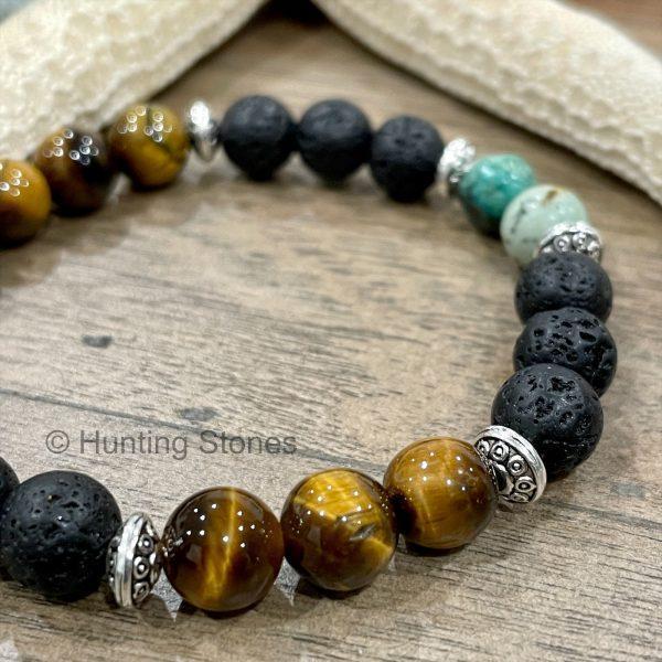 Unisex Tiger Eye Lava Turquoise Bracelet
