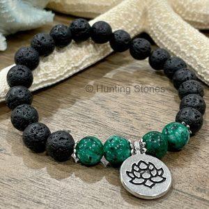 Lava Gemstone Lotus Bracelet