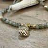 Labradorite Shell with Pearl Bracelet