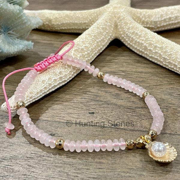 Rose Quartz Shell with Pearl Bracelet