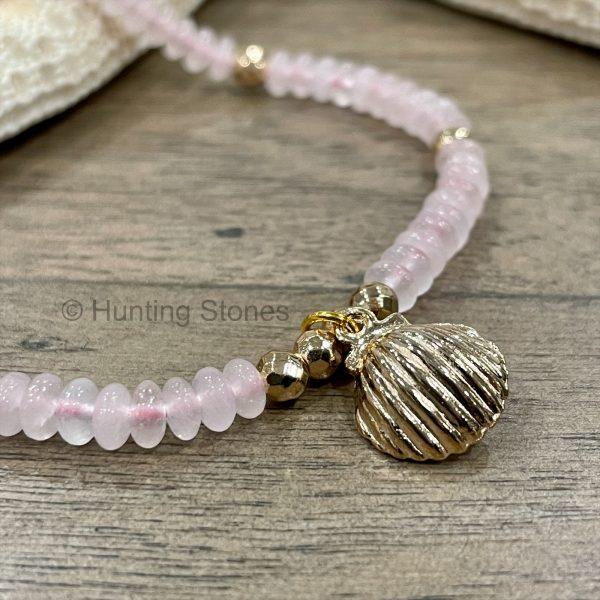 Rose Quartz Shell with Pearl Bracelet