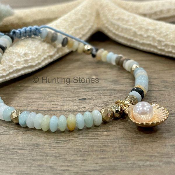 Amazonite Shell with Pearl Bracelet