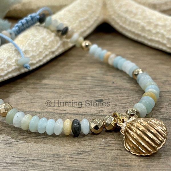Amazonite Shell with Pearl Bracelet