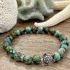 African Turquoise bracelet natural gemstone with silver turtle