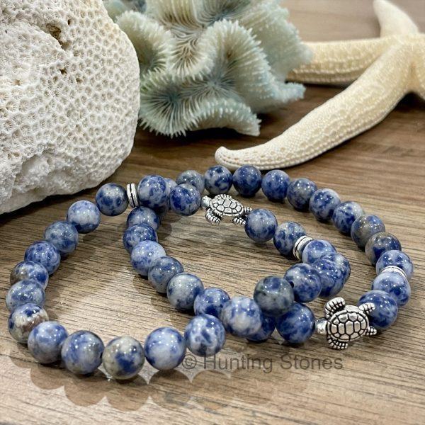 Sodalite Blue Spot Jasper Turtle Bracelet