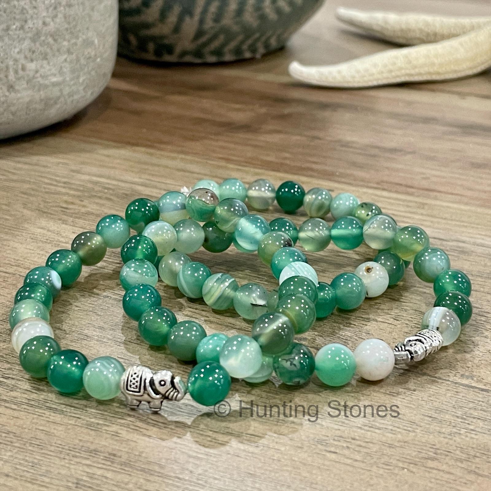 Green Agate Elephant Bracelet