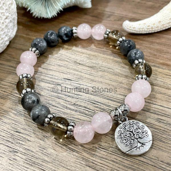 Labradorite Rose Quartz Tree of Life Bracelet