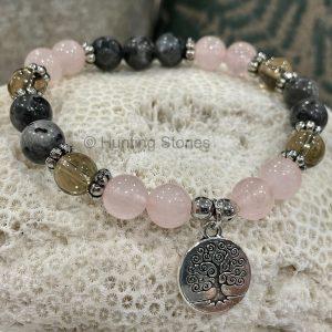 Labradorite Rose Quartz Tree of Life Bracelet