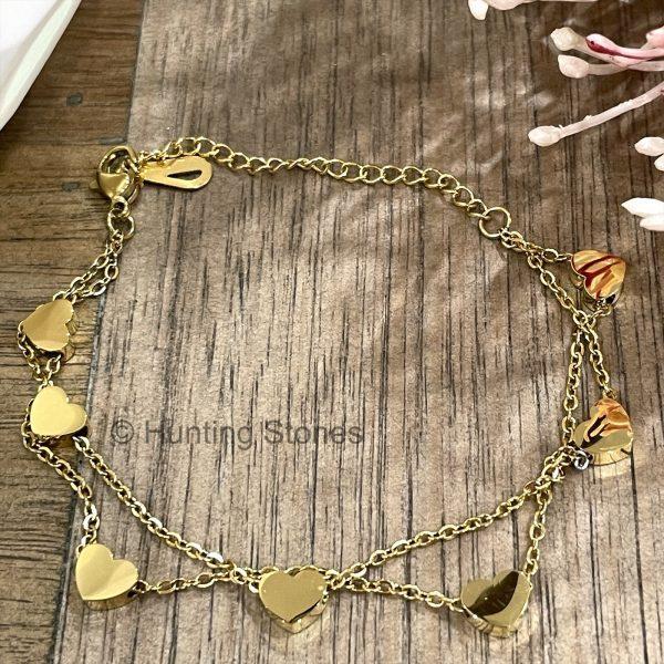 Gold Double Layer Heart Bracelet