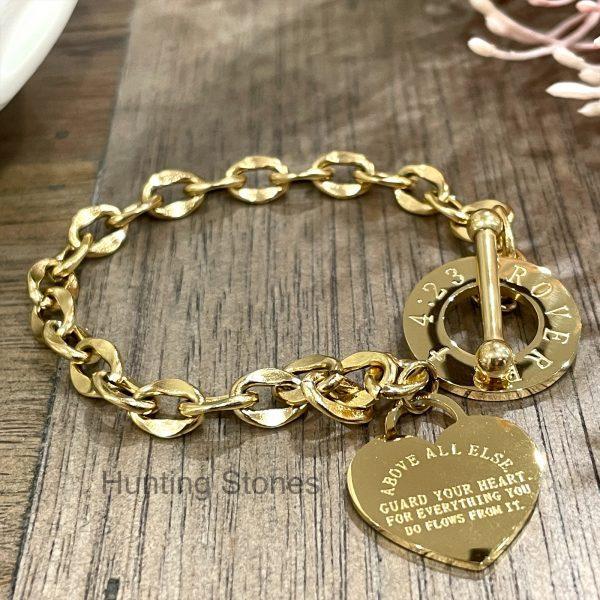 Gold Proverb Heart Bracelet