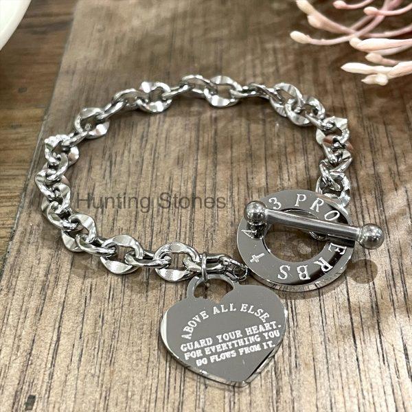 Silver Proverb Heart Bracelet