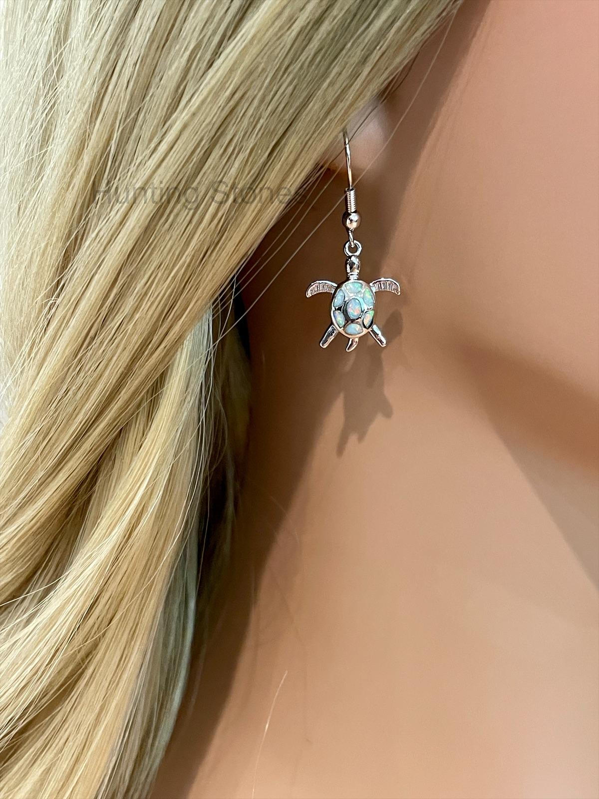 Sea Turtle Fire Opal Earrings