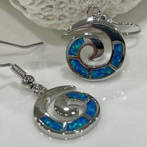 Spiral Fire Opal Earrings