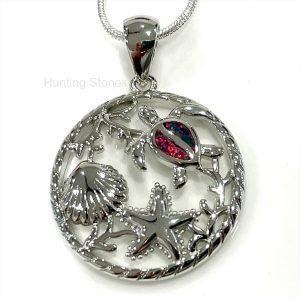 Sea Turtle Fire Opal Necklace