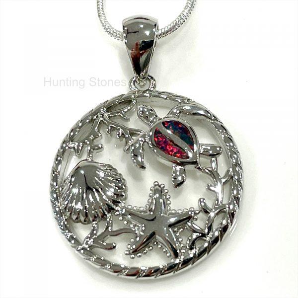 Sea Turtle Fire Opal Necklace