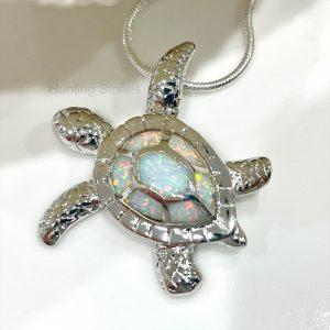 Sea Turtle Fire Opal Necklace