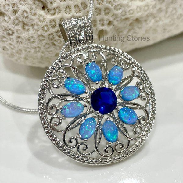 Mandala Fire Opal Necklace