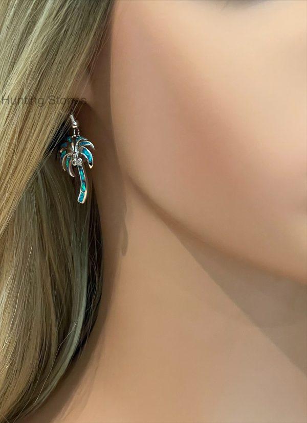 Palm Tree Fire Opal Earrings